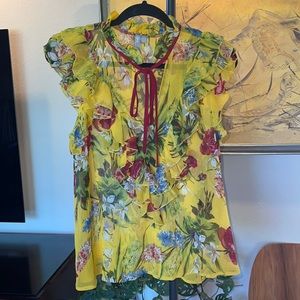 ASOS yellow floral flutter blouse
